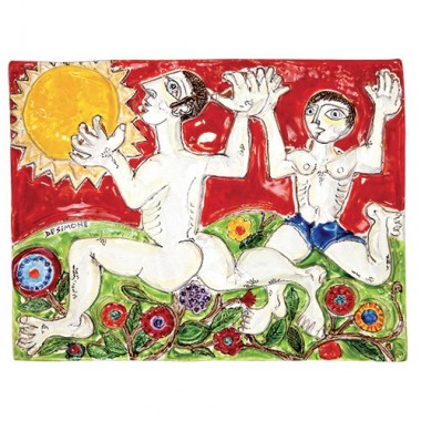 Lava Rock Panel Cain and Abel de simone pottery PI416BR Lava Rock Panel Cain and Abel de simone pottery PI416BR